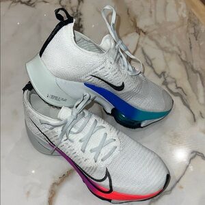NEW-Nike White Sneakers with Blue and Pink Gradient-never worn!